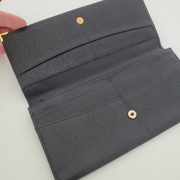 Nina Ricci Envelope Card Bill Holder Black Wallet Long Leather Vintage Italian - Picture 3 of 11